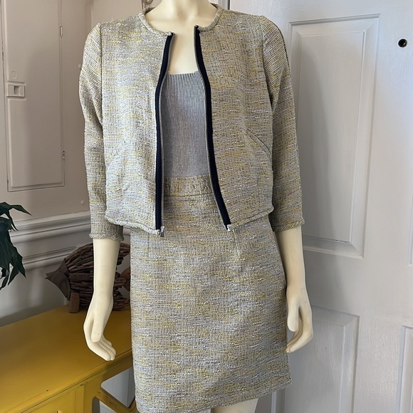 Rachel Roy Set Gray Ribbed Tank w/ Tweed Skirt Dress & Zip Up Tweed Jacket S - Picture 1 of 16